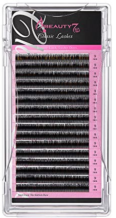 Beauty7 Wimpernverlängerung wimpern extensions matte schwarz Einzelwimpern Künstliche Wimpern Single C Curl klassische Einzeln Volumen Wimpern 0.20mm Stärke Länge 9mm