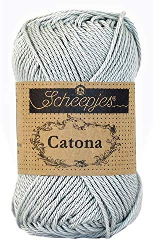 Scheepjes Catona Cotton Yarn, 172 Light Silver, 1x25g