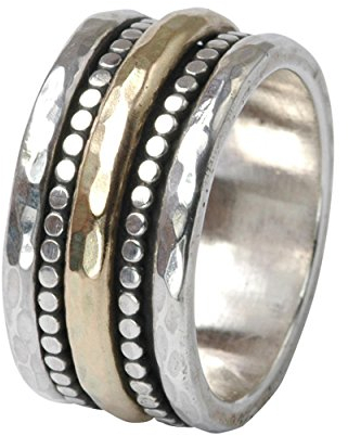Massiver Drehring aus 925er Silber und 375er Gold Größen 52 (16.6)