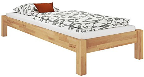 Erst-Holz® Einzelbett in Überlänge 120x220 Buche-Bettgestell mit Federholzrahmen, Matratze 60.84-12-220 FV M