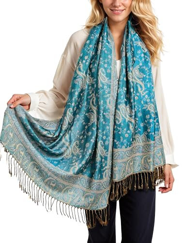 Achillea Damen Achi23 Pashmina-Schal, Blaugrün 2, 28 W x 76 L