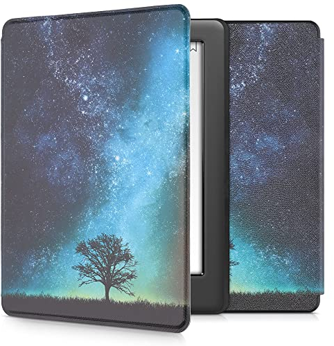 kwmobile Étui Compatible avec Kobo Glo HD/Touch 2.0 Coque - Étui à Rabat magnétique Tablette eReader Similicuir - Bleu-Gris-Noir