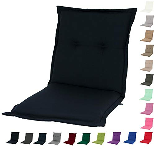 KOPU® Niedriglehner Auflage Prisma Black | Auflagen für Gartenstühle | Schwarz Garten Kissen 100 x 50 cm | 19 Einfache Farben | Robuster Schaumstoff für zusätzlichen Komfort