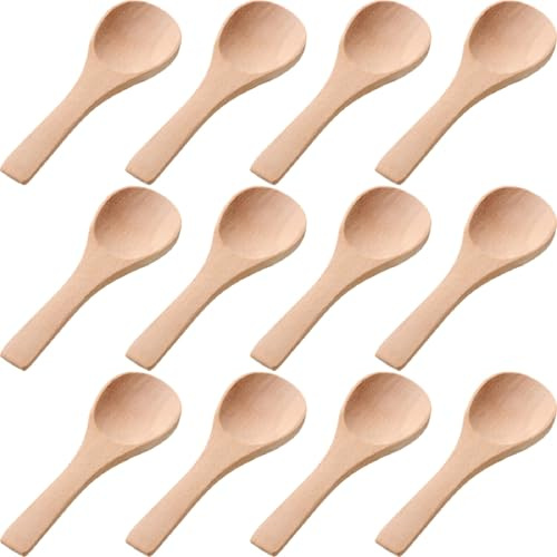 BOAO 50 Pcs Small Wooden Spoons, 3.5'' L, Mini Wood Natural Tiny Spoons Wooden Little Teaspoons for Jars Sugar Creamer Honey Spices Salt Kitchen Supplies(Natural Wood Color)