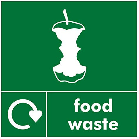 recycling sign Food waste Self adhesive vinyl sticker 120mm x 120mm Ideal for use on bins for home owners and businesses (1)