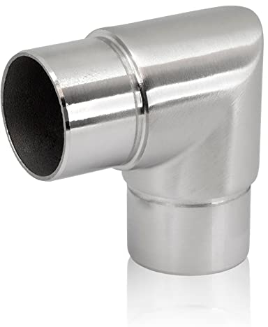 PRIOstahl Eckbogen Rohrbogen Rohrverbinder Steckfitting Eckverbinder Scharf 90 Grad - 1 Stück Ø 33,7 mm für Rundrohre Handlauf Verbindung zum Stecken Geländerbau Rostfrei aus Edelstahl V2A
