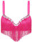 TiaoBug Damen Bügel BH glänzend Pailletten Party Top Bustier mit Glitzer Bra Bauchtanz Kostüm sexy Oberteil Clubwear Gogo Tanz Rave Outfits in 6 Farben Hot Pink D Einheitsgröße