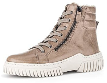 Gabor Damen Schnürstiefeletten, Frauen Boots,Wechselfußbett,Best Fitting,Warmfutter,reißverschluss,Bootee,Kiesel (beige),42.5 EU / 8.5 UK