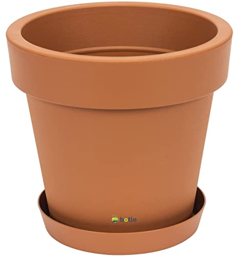 botle Jardinière en Plastique avec Soucoupe - 20 x 18,1 cm - Terre Cuite