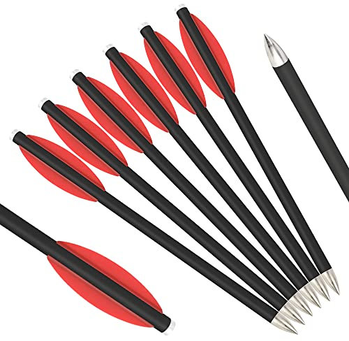 HNZMDY Bogenschießen Carbon Armbrustbolzen 6,3 Zoll Armbrust Bolzen Armbrustpfeile für Armbrust Zielübungen 12er Pack (Rot)