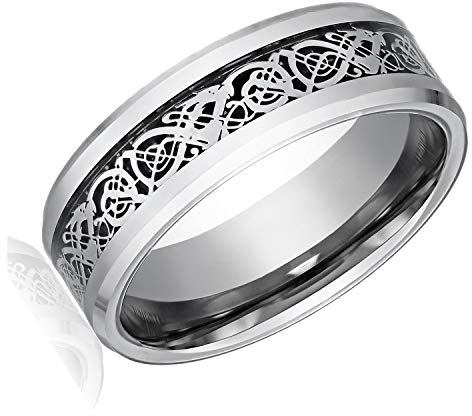 Herrenring - Drachenschuppe Drachenmuster Abgeschrägte Kanten Ringe Schmuck Hochzeitsband Für Herren Silber 8 Stilvoll und Beliebt Nützlich und praktisch