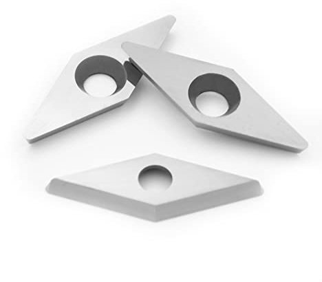 CDBP Ci4 Inserto diamantato di ricambio per tornitura del legno, 10 × 28 - diametro 4,3mm, con punta rotonda indicizzabile, utensili per tornio in carburo, 3 pezzi