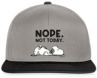 Spreadshirt Peanuts Snoopy Nope Not Today Bürohumor Snapback Cap, One Size, Graphit/Schwarz