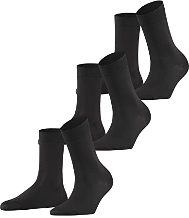 FALKE Damen Family 3-Pack Socken atmungsaktive nachhaltige biologische Baumwolle verstärkte Damensocken hautfreundlich strapazierfähig einfarbig Multipack 3 Paar | mit sehr feinem Maschenbild