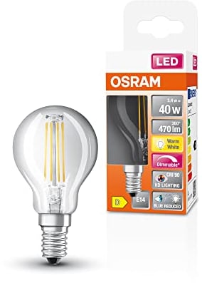 OSRAM Superstar dimmbare LED-Lampe mit besonders hoher Farbwiedergabe (CRI90) für E14-Sockel, Filament-Optik ,Warmweiß (2700K), 470 Lumen, Ersatz für herkömmliche 40W-Leuchtmittel, dimmbar, 1-er Pack