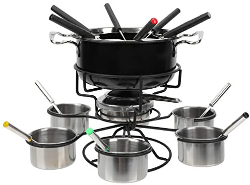 Vaguelly Fondue-Set Aus Edelstahl Schokoladenkäse-heiztopf Löffel Schüsseln Gabeln Kompakt Und Tragbar Für Das Fondue-Kochen Im Haushalt