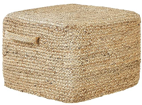Pouf aus Jute beige / natürlich 45x45x30 cm Sitzhocker im Boho Stil Dhadar