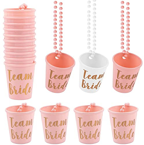 BSNRDX Hen Party Shot Glasses Necklace, Hen Party Shot Glasses Bachelorette and Bride Shot Glass Necklace,Hen Do Accessories Necklace for Bachelorette Bridal Party Shower Decorations (12 Pcs)