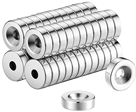 50 Stück Magnete Extra Stark mit Loch, 2kg Kraft N42 10x3 mm Senkungsdurchmesser 3 mm Klein Starke Magnet für Magnettafel Pinnwand Magnetboard Büro Küche Lagerhaus