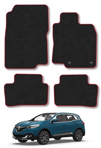 Renault Kadjar (2015-2022) Carpet Car Mats | Red Edge Trim Tailored Fit Floor Mats Full Coverage Protection Accessories Easy Clean Anti Slip Made in the UK