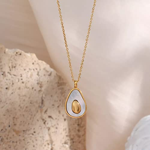 Halskette Anhänger Avocado-Anhänger-Halskette aus hochwertiger wasserdichter natürlicher Sommerfrucht-Goldkette Geburtstag Hochzeit Weihnachts Geschenke für Frauen