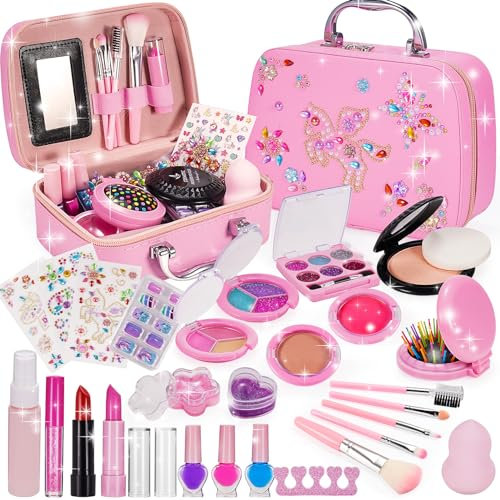 Veopoko Kids Makeup Sets for Girls, Girls Toys for 3 4 5 6 7 Year Old Girls Makeup Sets Christmas Birthday Gifts for 3-9 Year Old Girls Washable Childrens Make Up Set Girls Toys Age 3-9 Kids Toys