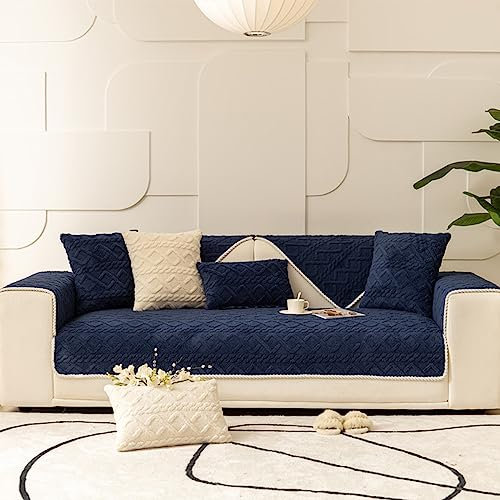 ZCXRYFL 1 2 3 4 Sitzer Sofa üBerzug PlüSch Rutschfester Sofabezug L/U-Eck-Universal Sofa ÜBerwüRfe MöBelschutz Stoff Leder Couch üBerzug Baby-Krabbeldecke Katzen Hunde Matte(110X210cm,Blue)