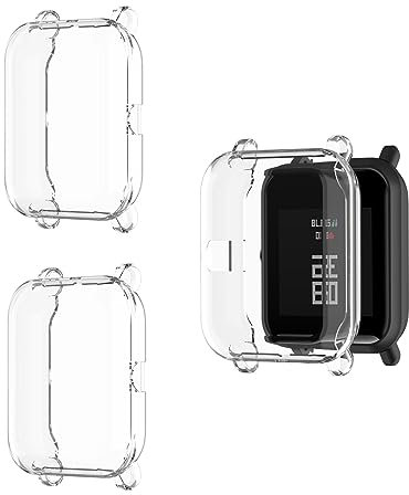 HOMTERN 3-Pack Compatible with AMAZFIT GTS 2 Mini, Bip U/Bip U Pro, Bip S/Bip S Lite and Bip/Bip Lite, Soft TPU Lightweight Shell Drop-proof Scratch-Proof Flexible Screen Full Covered Protective Case