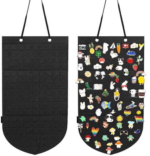 Yanmucy Pin Badge Display Filz Badge Storage Hanging Bag Earring Holder Organizer Wall Hanging Brosche Jewelry Storage Enamel Pin Display (Black)