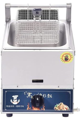 10L/20L Professionnelle Friteuse à Gaz,Deep Fryer Friteuse à gaz Professionnelle, avec paniers et couvercles, pour frites beignets poisson,10L