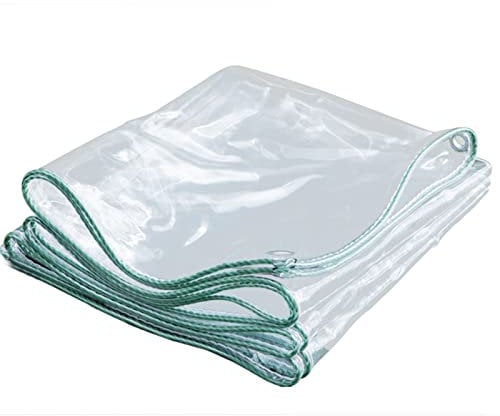 Lona Transparente de 5 x 7 m, Resistente al Agua, de Vidrio de PVC, Transparente, con Ojales, Ideal para toldo de Lona, Tienda, Barco, RV o Cubierta de Piscina (A 5 x 7 m)
