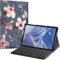 FINTIE Tastatur Hülle für Samsung Galaxy Tab A9 Plus 11 Zoll 2023 Tablet SM-X210/X216/X218, Keyboard Cover mit Magnetisch Abnehmbarer Deutscher Bluetooth Tastatur, Blühender Hibiskus