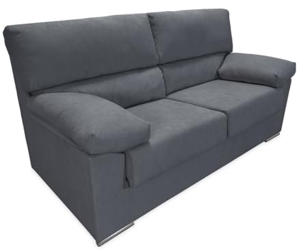 Homey - Sofá de 3 Plazas para Salón o Sala de Estar, Modelo Armin, Diseño Moderno, Cómodo y Funcional, Tapizado Cairo Acabado en Grafito