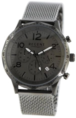 REGENT Herren Armbanduhr Analog Metallarmband grau UR1151547 Analoguhr