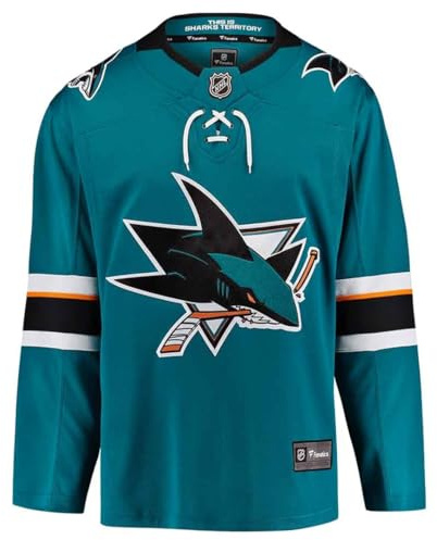 Fanatics NHL Youth San Jose Sharks Home Breakaway lizenziertes Hockey-Trikot, Blaugrün, Teal, L