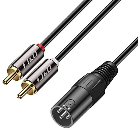 J&D XLR vers 2 RCA Répartiteur en Y Câble Patch, PVC écalé Unbalanced 2X RCA Mâle à XLR Mâle Audio Stéréo Adaptateur de Câble Interconnexion pour Mixeur de Microphone à Condensateur AMP, 4,5 Meter
