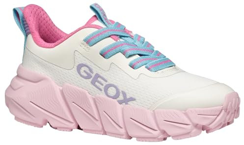 Geox J FLEXYPER Fast Girl, Zapatillas, White/Pink, 35 EU