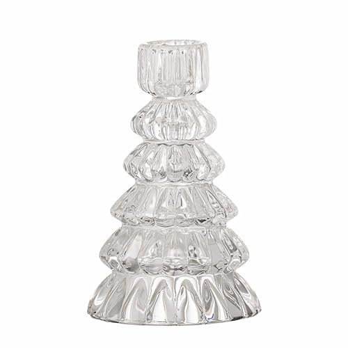 Bloomingville Saynab Kerzenhalter aus klarem Glas in Form eines Weihnachtsbaumes, Durchmesser: 8,5cm, Höhe: 13 cm