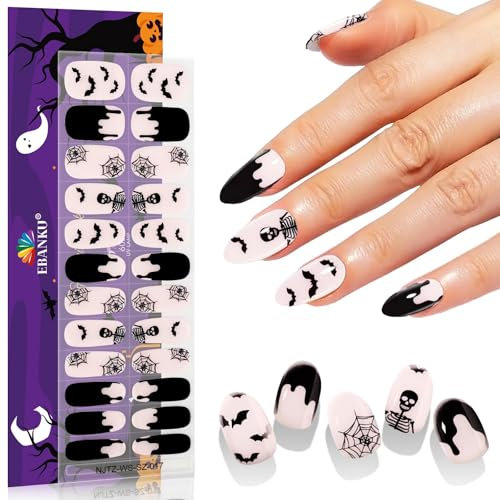 EBANKU Semi-Cured Gel Nail Strips, Halloween Nail Gel Strips, Nail Sticker Easy Apply for Salon-Quality Manicure Nail Art Stickers Wraps with Nail File and Nail Stick (Witch Brews)