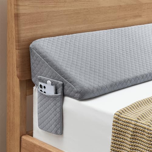 Keilkissen für King-Size-Bett (193 x 25,4 x 15,2 cm) für Kopfteil – verbesserter Bettlückenfüller für King-Size-Betten zwischen Matratze und Kopfteil – Keil-Kopfteilkissen – Grau