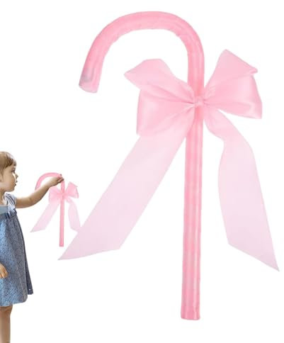 Bo Peep - Bastón rosa con lazo rosa, bastón con lazo, accesorio decorativo para el personal para bodas, fiestas de disfraces de Halloween