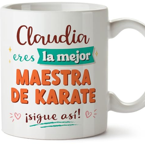 MUGFFINS Tazas Personalizadas para MAESTRA DE KARATE mujer - En Español - Sigue así! - 11 oz / 330 ml - Regalo Personalizable original y divertido