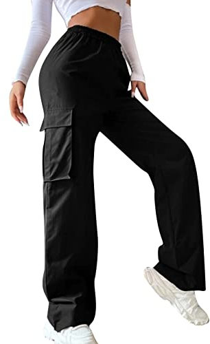 Pantalon Treillis Femme,Pantalon Ample Femme Grande Taille Elastique Pantalon Léger Respirant Baggy Y2k Pantalons De Randonnée Jogging Sport Multi-Poches Streetwear