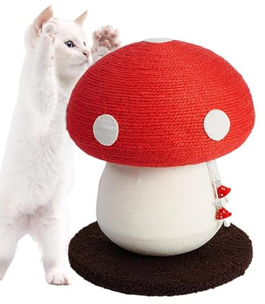 Grattoir à chat champignon – Arbre à chat en corde de sisal, grattoir interactif pour chat | Arbre à chat multifonctionnel avec fonction, poteau à gratter pour chat mignon avec fonction pour chats d'i