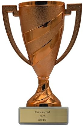 Pokal-Fabrik.de - Pokal mit Gravur Wunschtext in Bronze - personalisierte Auszeichnung - 14 cm inkl. Marmorsockel - Geschenk-Trophäe - Pokal Kinder