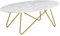 KADIMA DESIGN Couchtisch 120x40x60 cm mit Marmor Optik Weiß | Wohnzimmertisch mit Metall-Gestell | Sofatisch Oval Tisch Wohnzimmer | Loungetisch