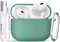 TNSNK Hülle für AirPods Pro 2/1. Gen with Cleaner Kit, Silikon Protection Case for Apple Airpods Pro 2019 (2023 USB-C/Lightning Cable) with Keychain [Support Wireless Charging]-Pine Leaf Green