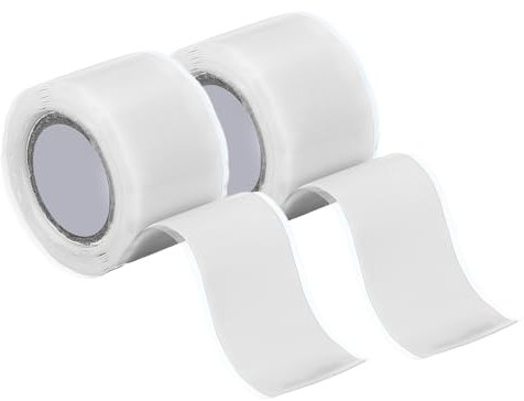 sourcing map 2 Pcs Self Fusing Silicone Tape, 25mm x 1.5 Meters Waterproof Water Leak Sealing Tape for Plumbing Pipe Hose Repair Handles, White