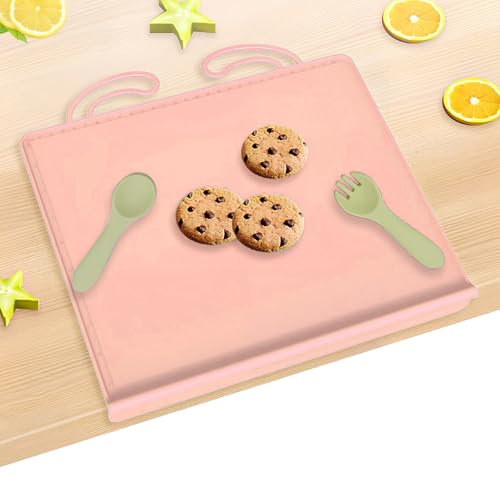 Kinder Platzset, Rutschfestes Kinder Tischset, Silikon Platzdeckchen Abwaschbar 26,5 x 30,6 cm, Schmutzabweisend, für Küche, Esstisch, Spülmaschinenfest (-Rosa)