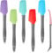6 Pcs Mini Silicone Spatulas Curved Small Spatula Flexible Kitchen Spatula Mini Spatulas for Use Wet Pet Food Can Jar Cooking Frosting or Mixing (6 Pcs)